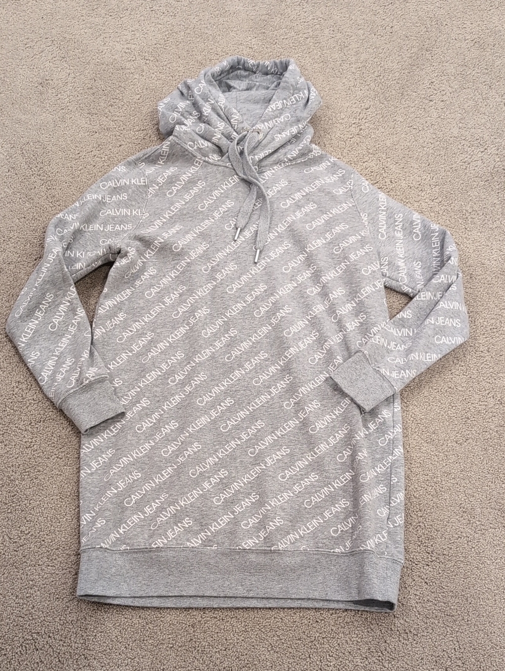 Calvin Klein Gray All-Over Logo Turtleneck Sweater